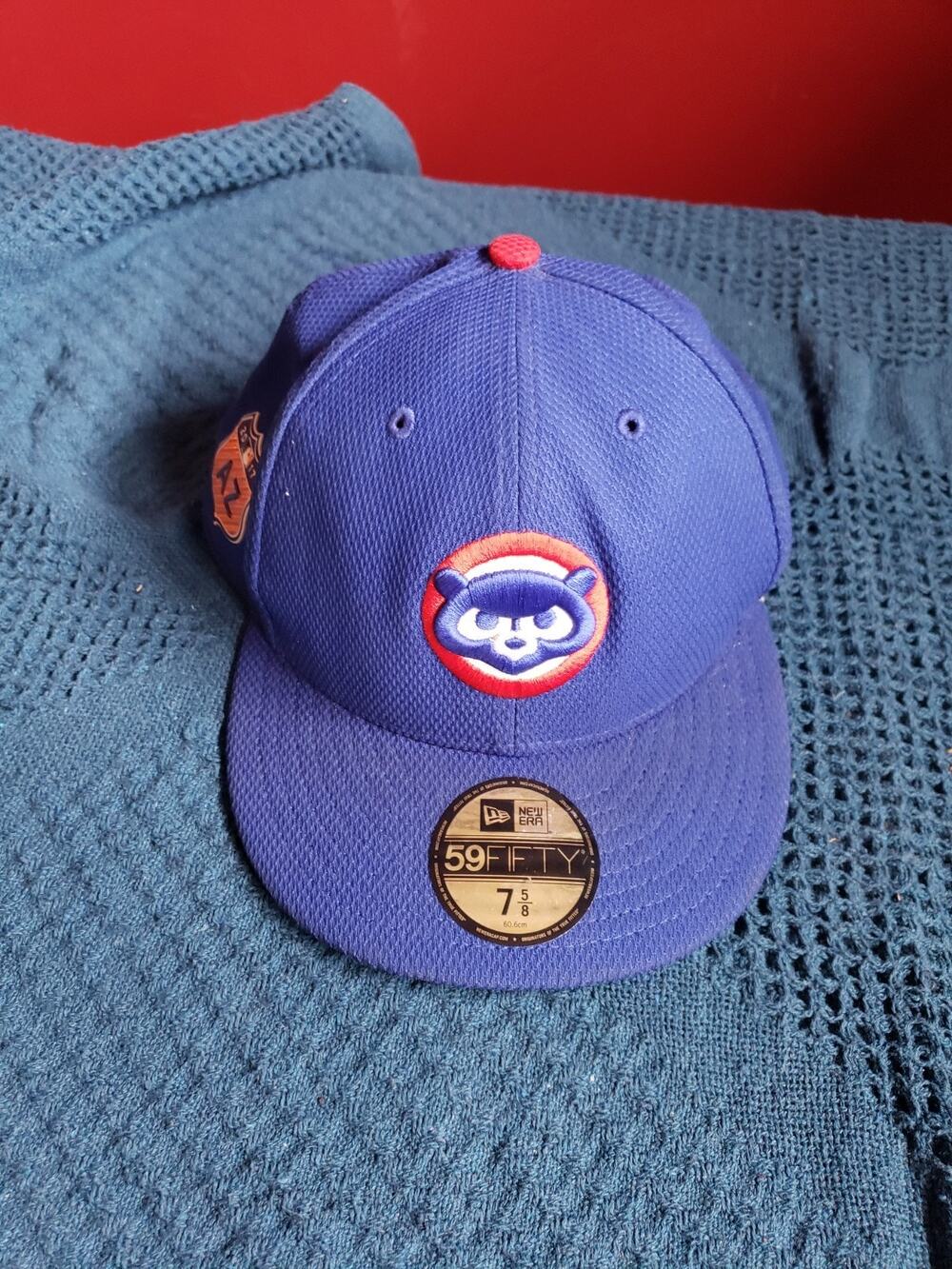 Chicago Cubs Hat Cap Size 7 5/8 Mens Blue New Era Fitted Logo Baseball MLB